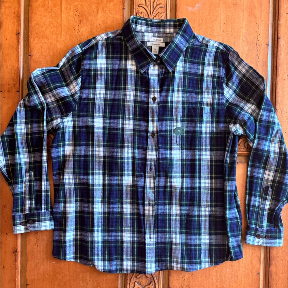 L.L. Bean Blue and Yellow Plaid Shirt